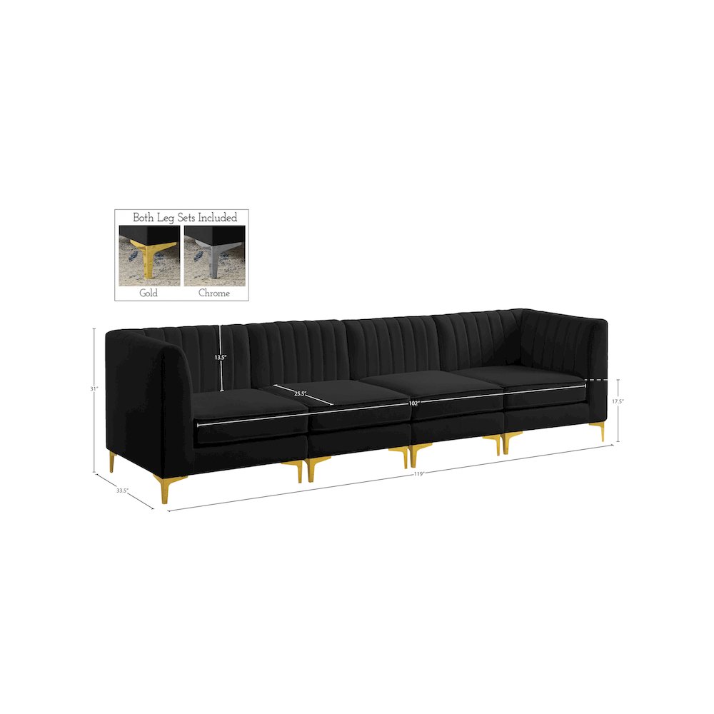 Alina Black Velvet Modular Sofa. Picture 16