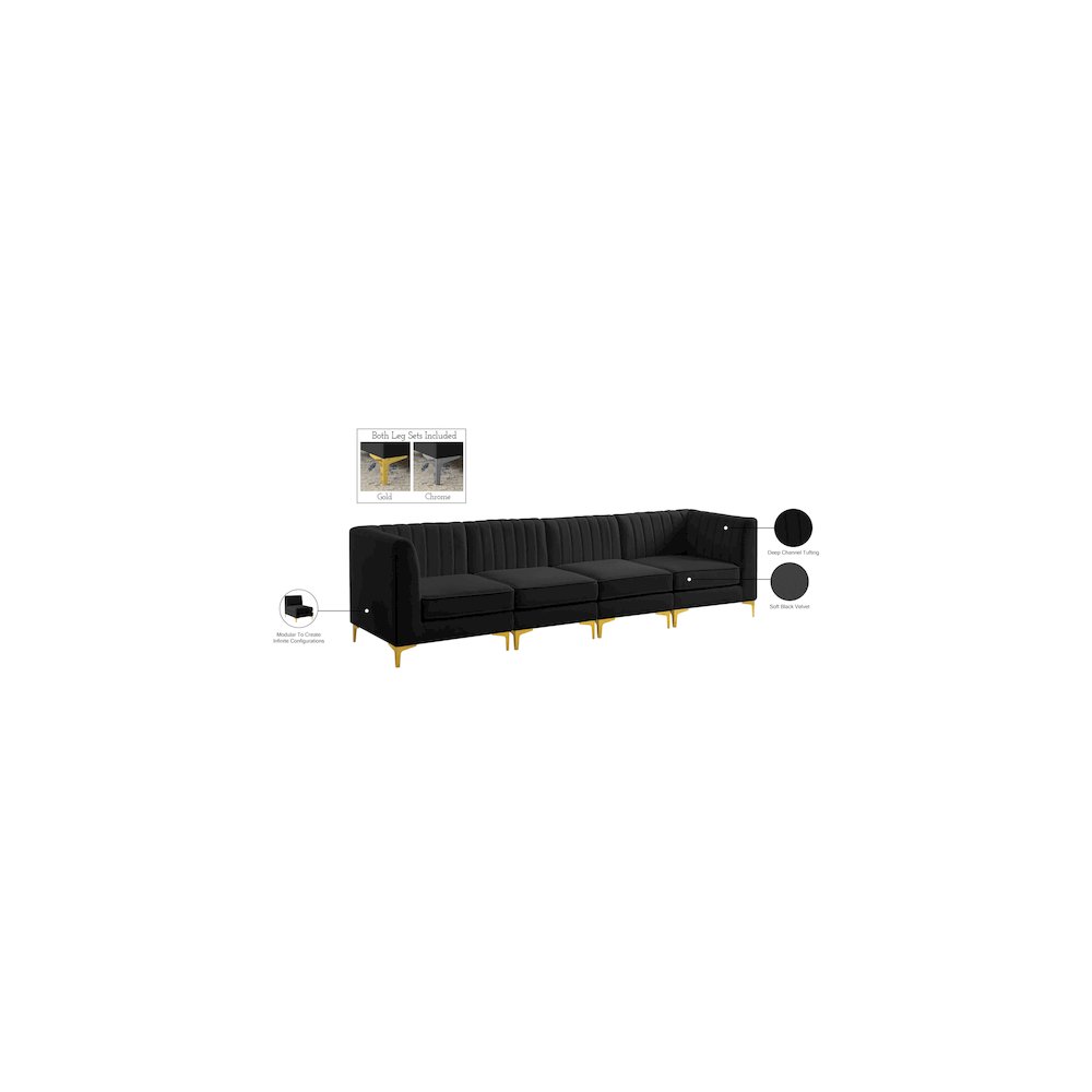 Alina Black Velvet Modular Sofa. Picture 17