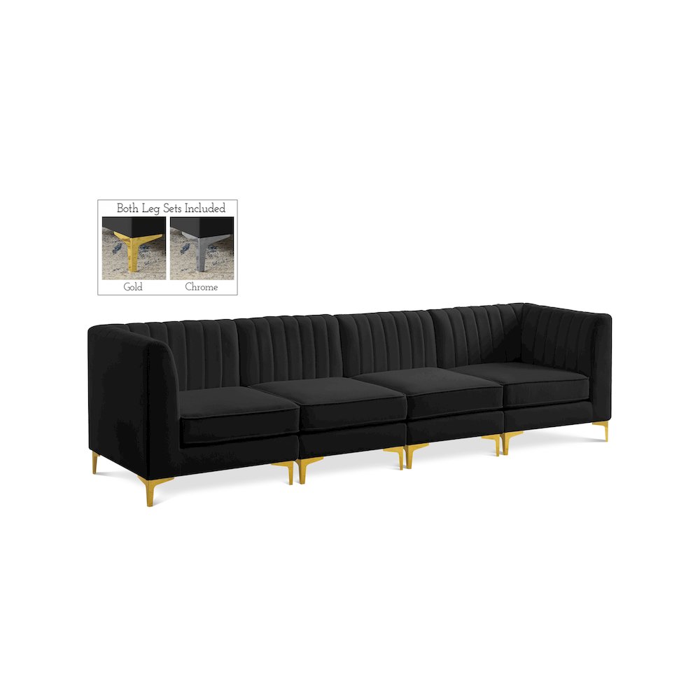 Alina Black Velvet Modular Sofa. Picture 1