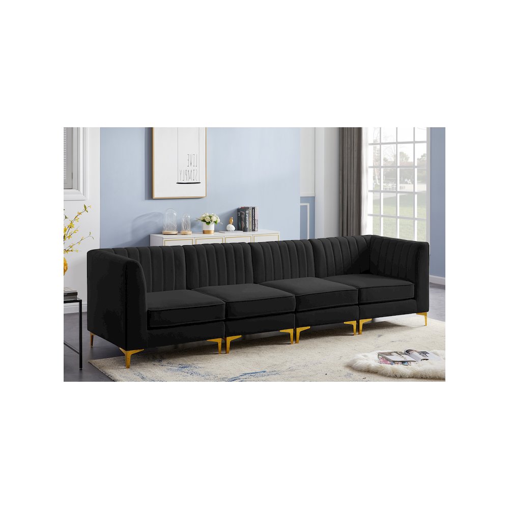 Alina Black Velvet Modular Sofa. Picture 2