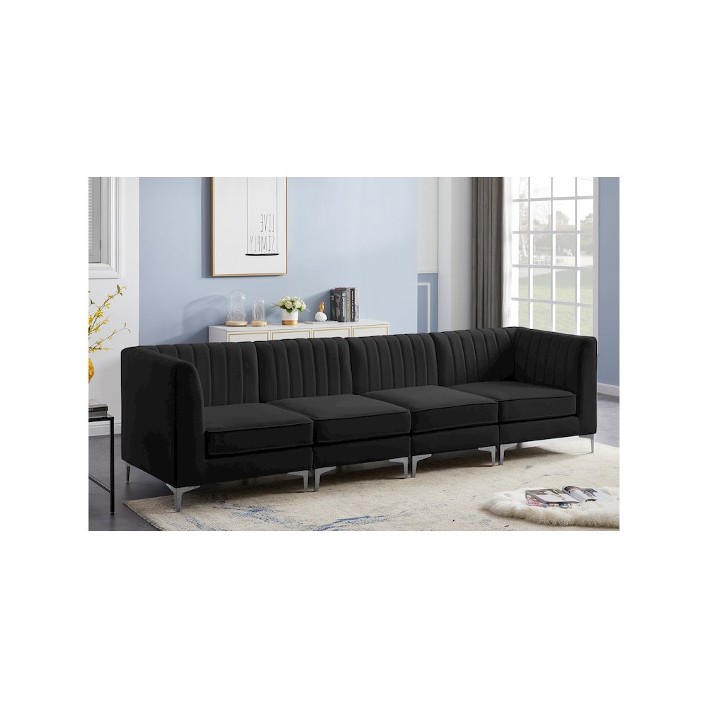Alina Black Velvet Modular Sofa. Picture 3