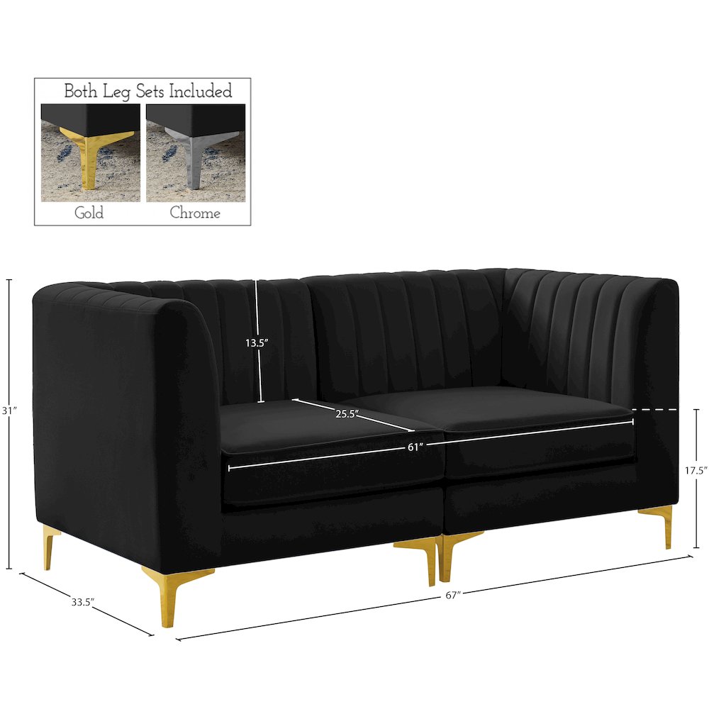 Alina Black Velvet Modular Sofa. Picture 16
