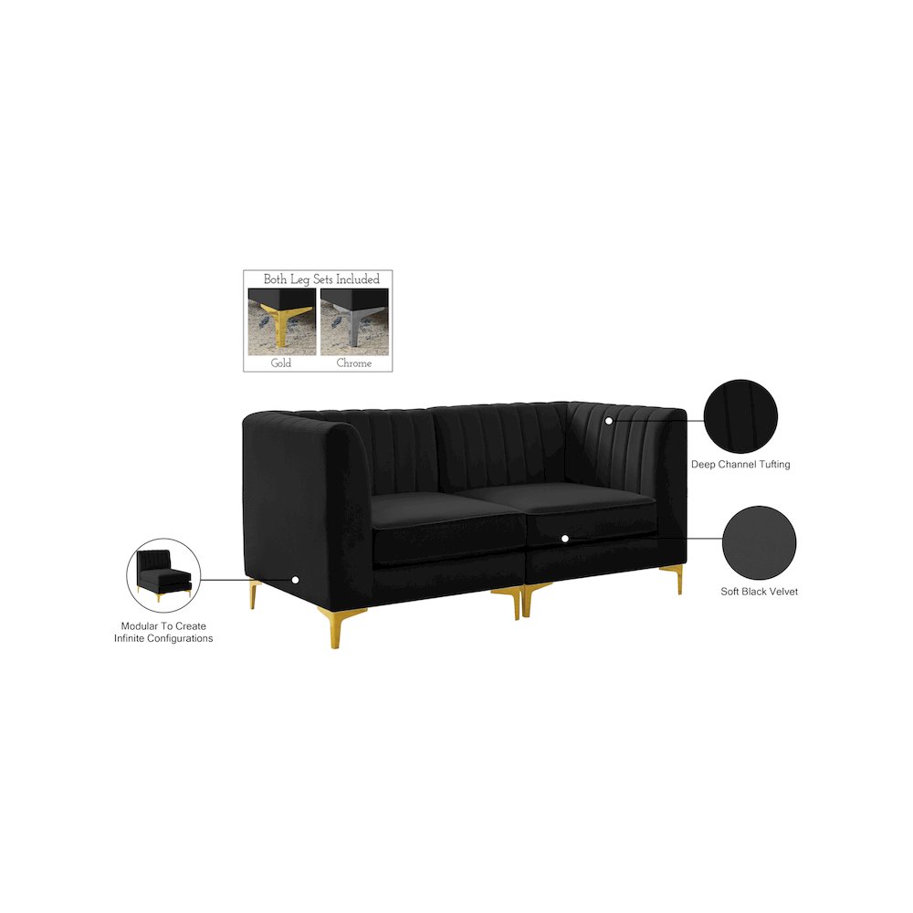 Alina Black Velvet Modular Sofa. Picture 17