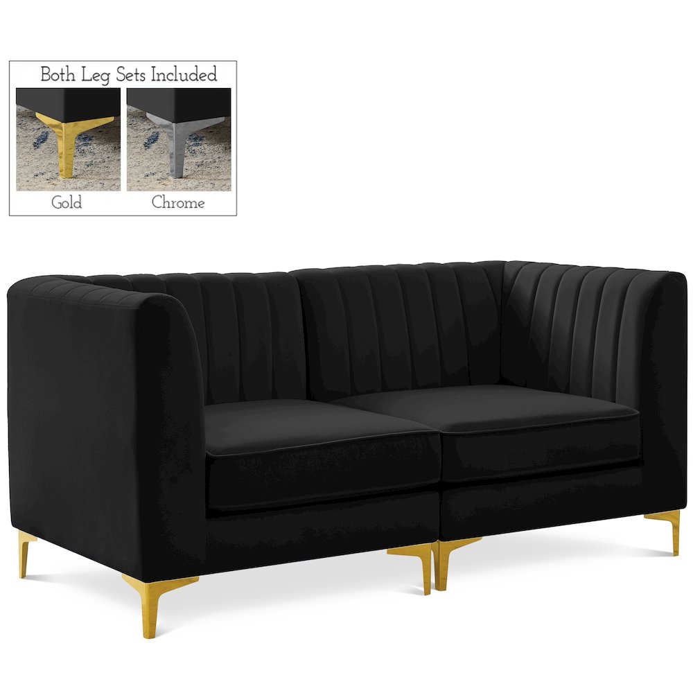 Alina Black Velvet Modular Sofa. Picture 1