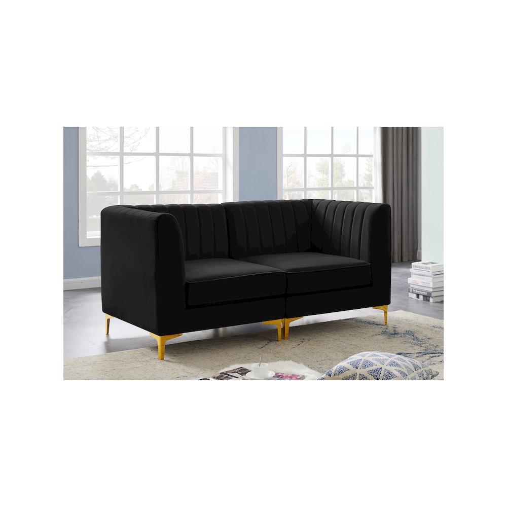 Alina Black Velvet Modular Sofa. Picture 2