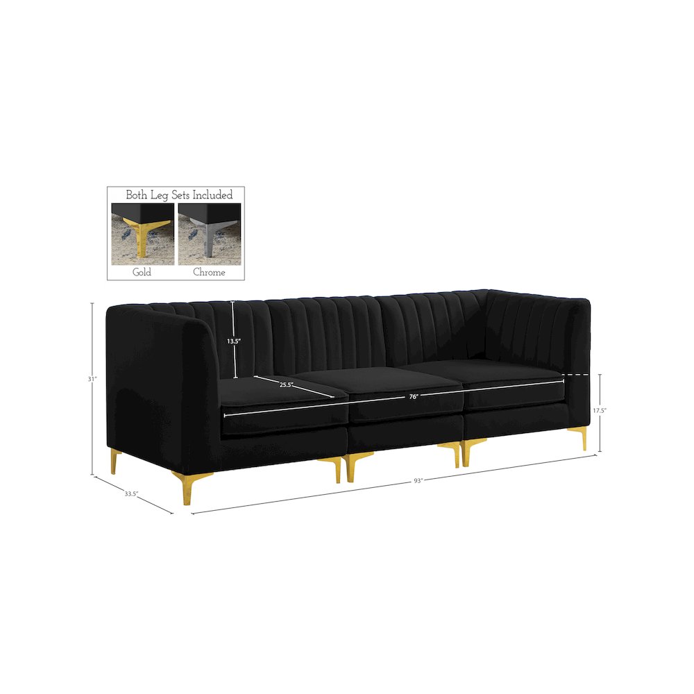 Alina Black Velvet Modular Sofa. Picture 17