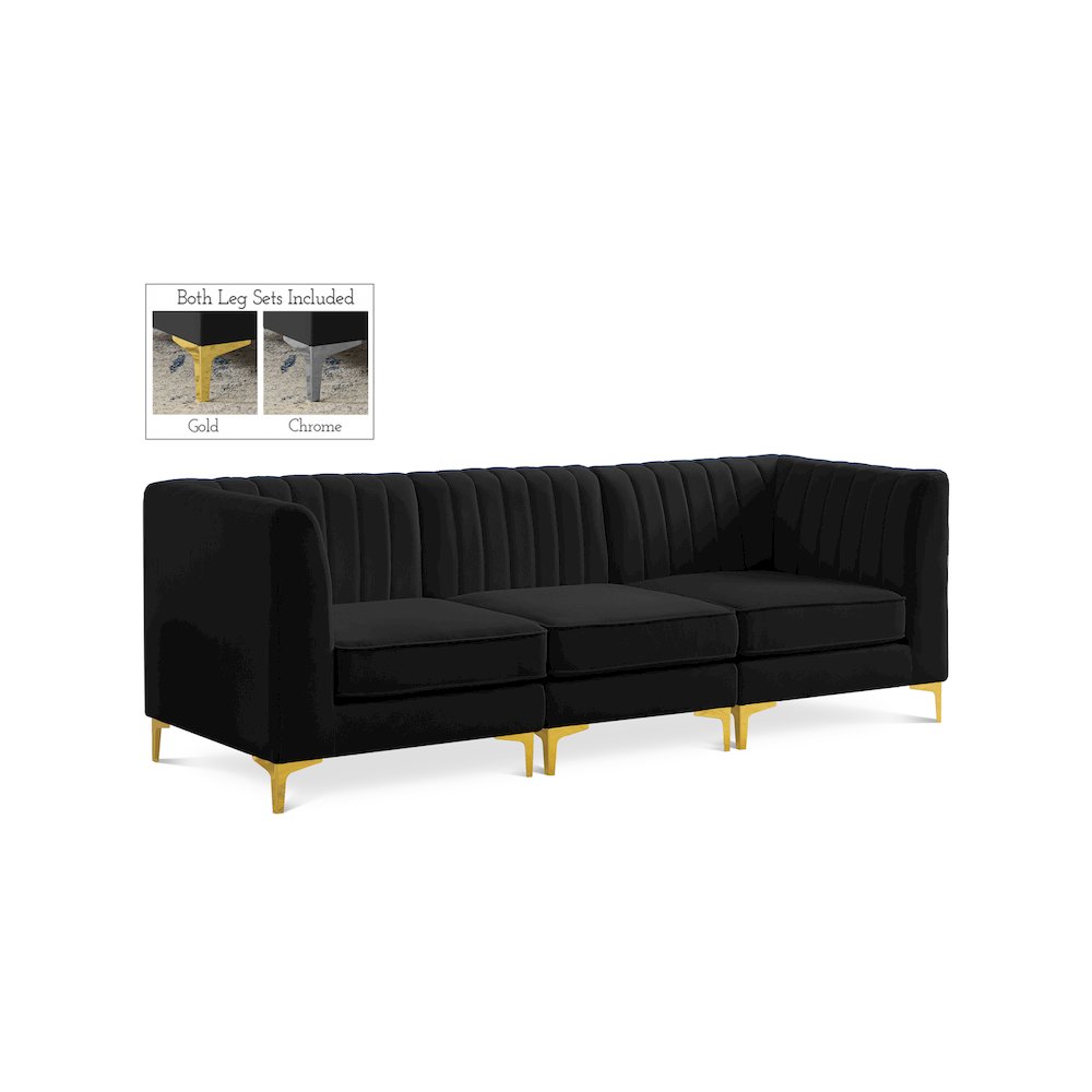 Alina Black Velvet Modular Sofa. Picture 1