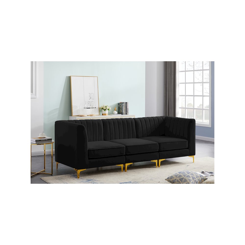 Alina Black Velvet Modular Sofa. Picture 2