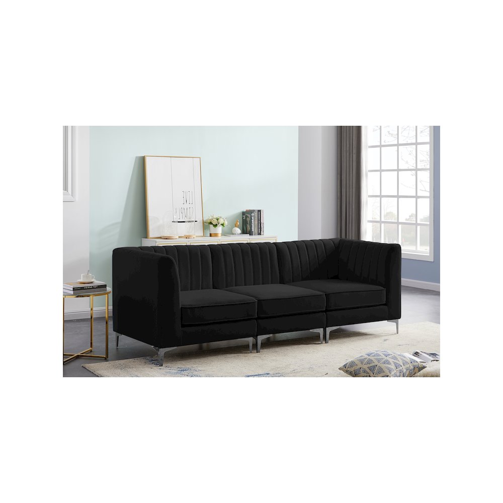 Alina Black Velvet Modular Sofa. Picture 3