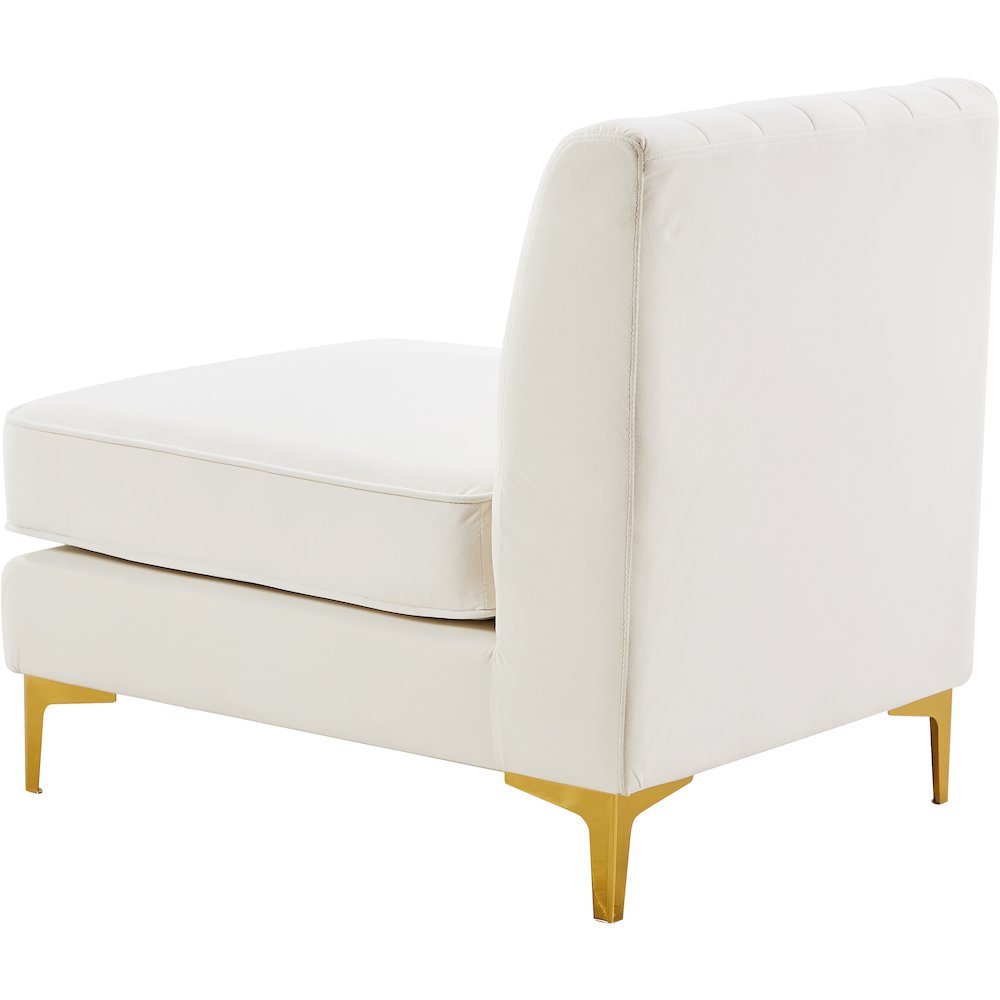 Alina Cream Velvet Armless Chair. Picture 4