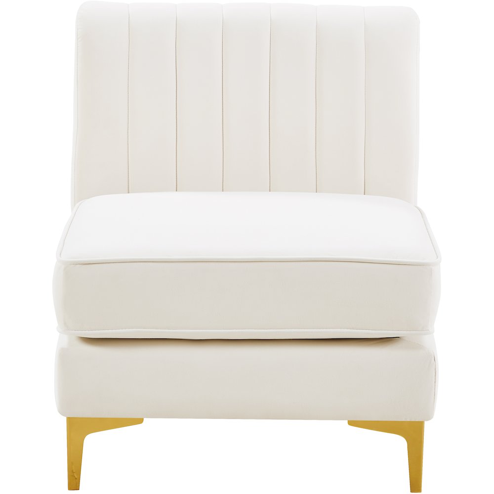 Alina Cream Velvet Armless Chair. Picture 5