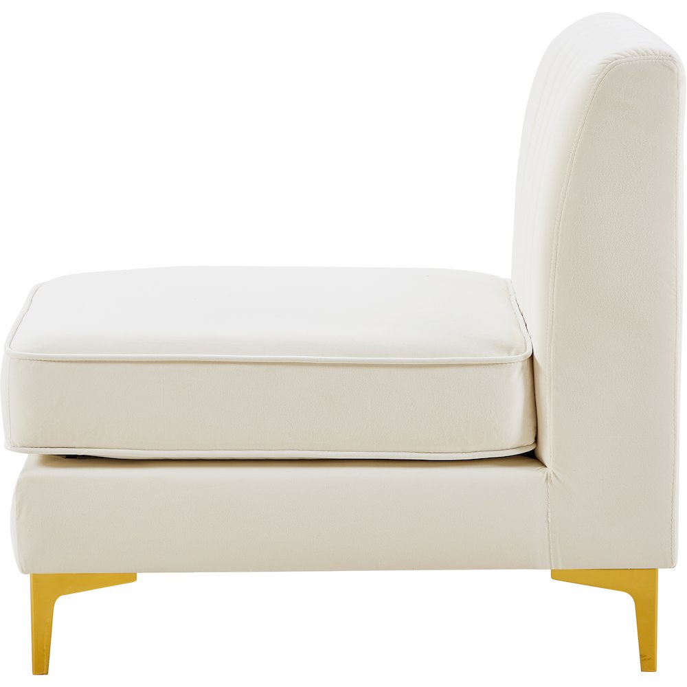Alina Cream Velvet Armless Chair. Picture 6