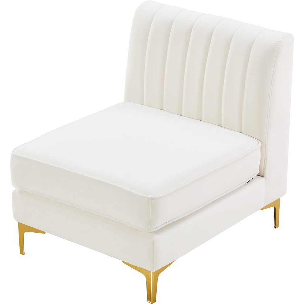 Alina Cream Velvet Armless Chair. Picture 7