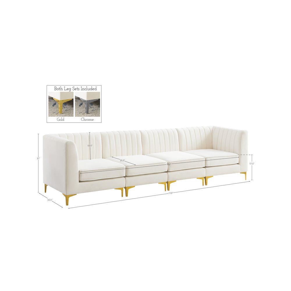 Alina Cream Velvet Modular Sofa. Picture 16