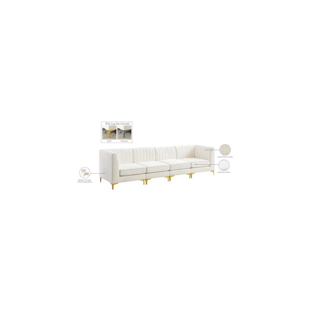 Alina Cream Velvet Modular Sofa. Picture 17