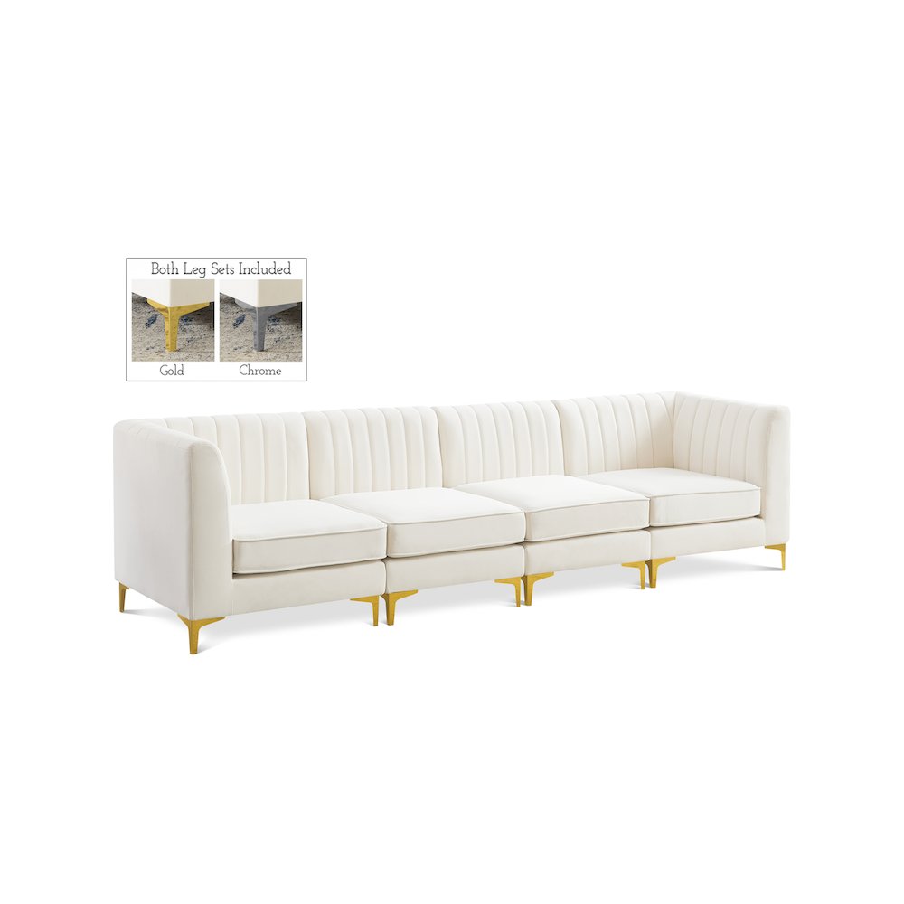 Alina Cream Velvet Modular Sofa. Picture 1