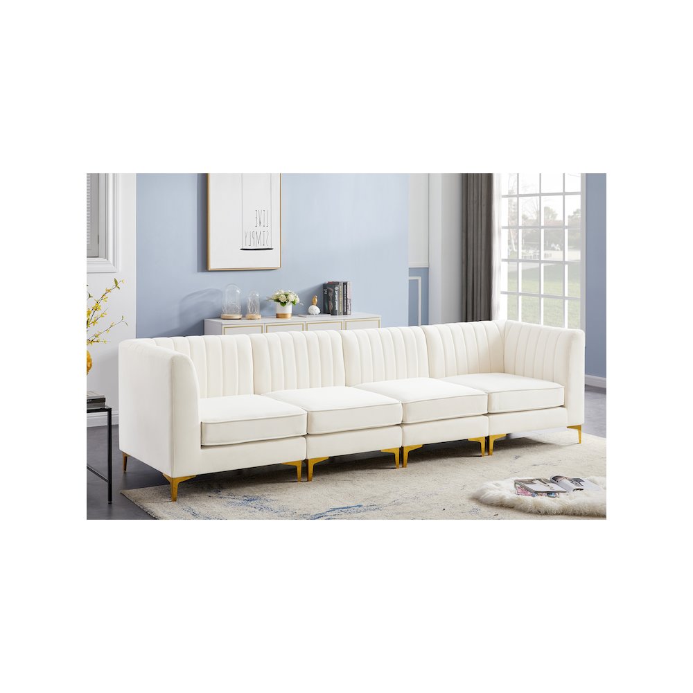 Alina Cream Velvet Modular Sofa. Picture 2