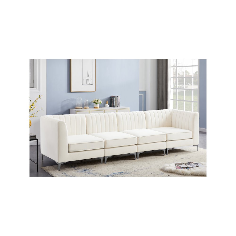 Alina Cream Velvet Modular Sofa. Picture 3