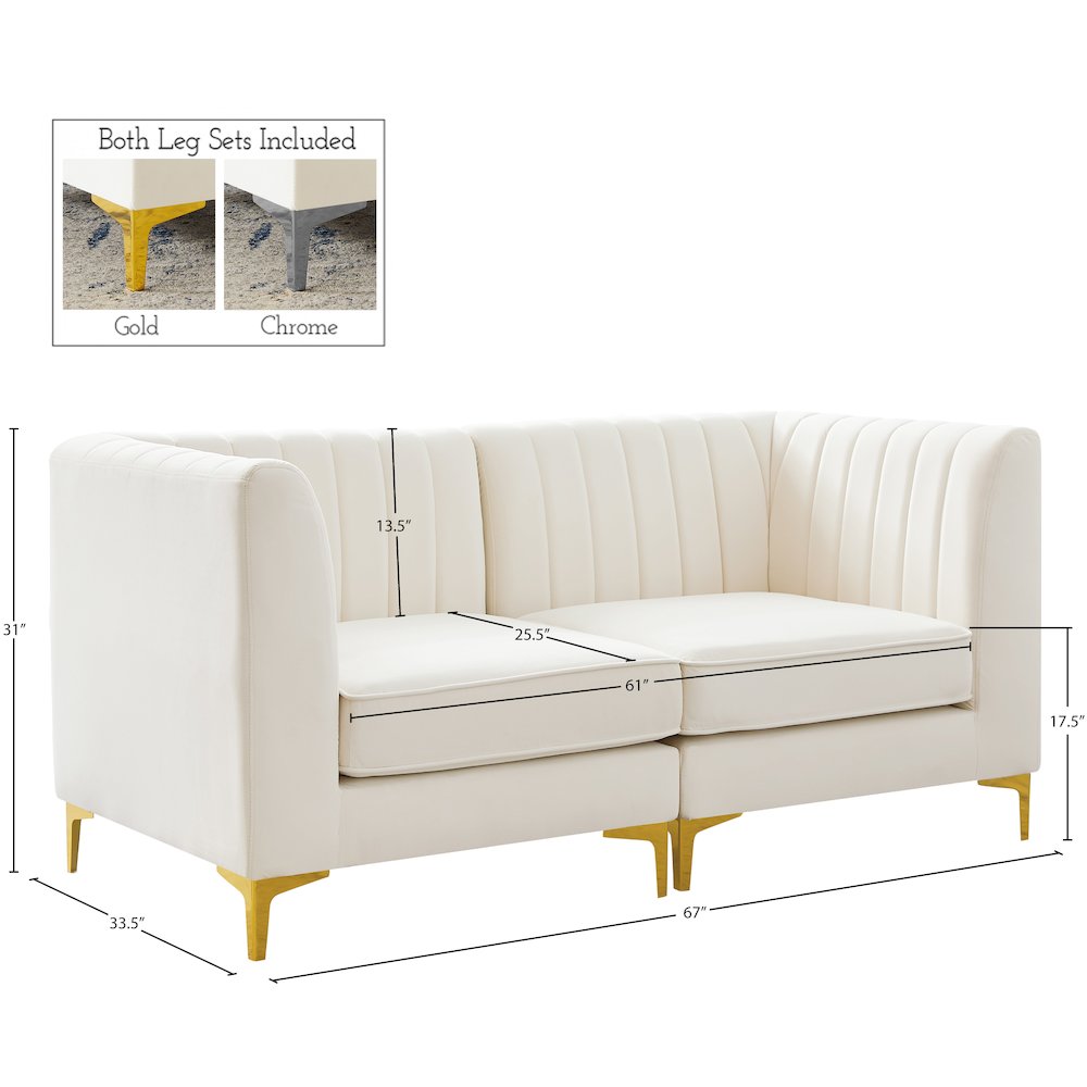 Alina Cream Velvet Modular Sofa. Picture 16