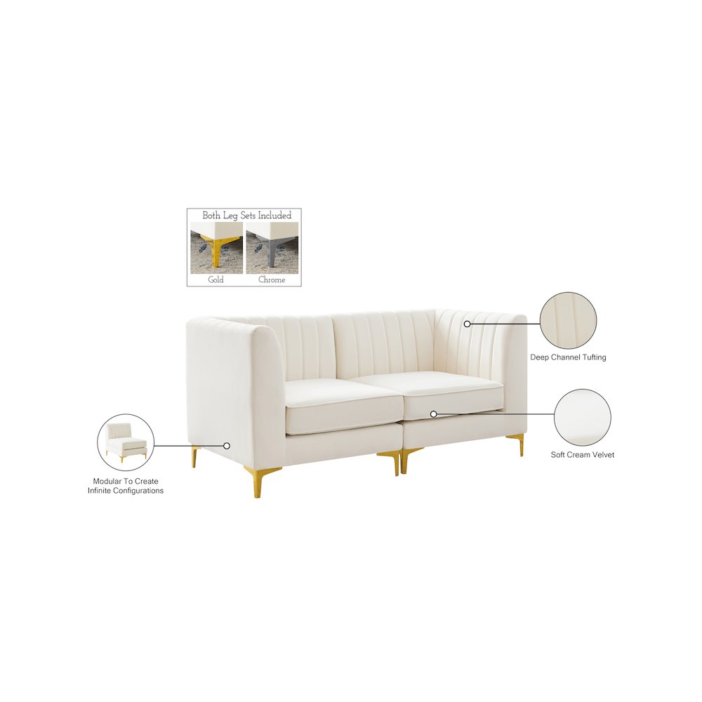 Alina Cream Velvet Modular Sofa. Picture 17
