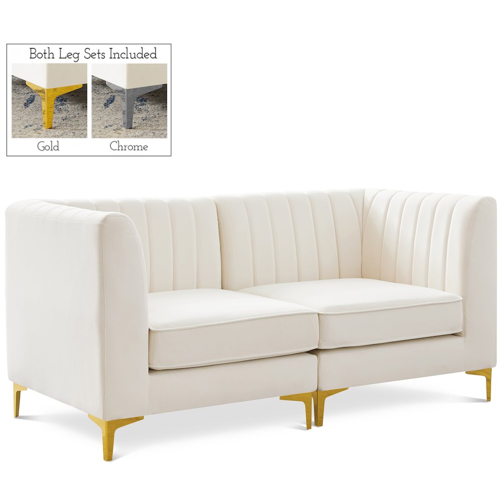 Alina Cream Velvet Modular Sofa. Picture 1
