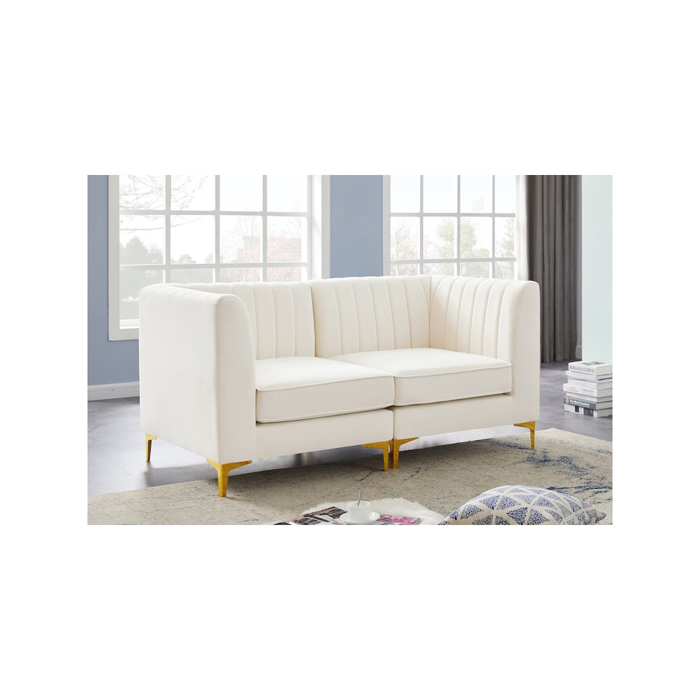 Alina Cream Velvet Modular Sofa. Picture 2