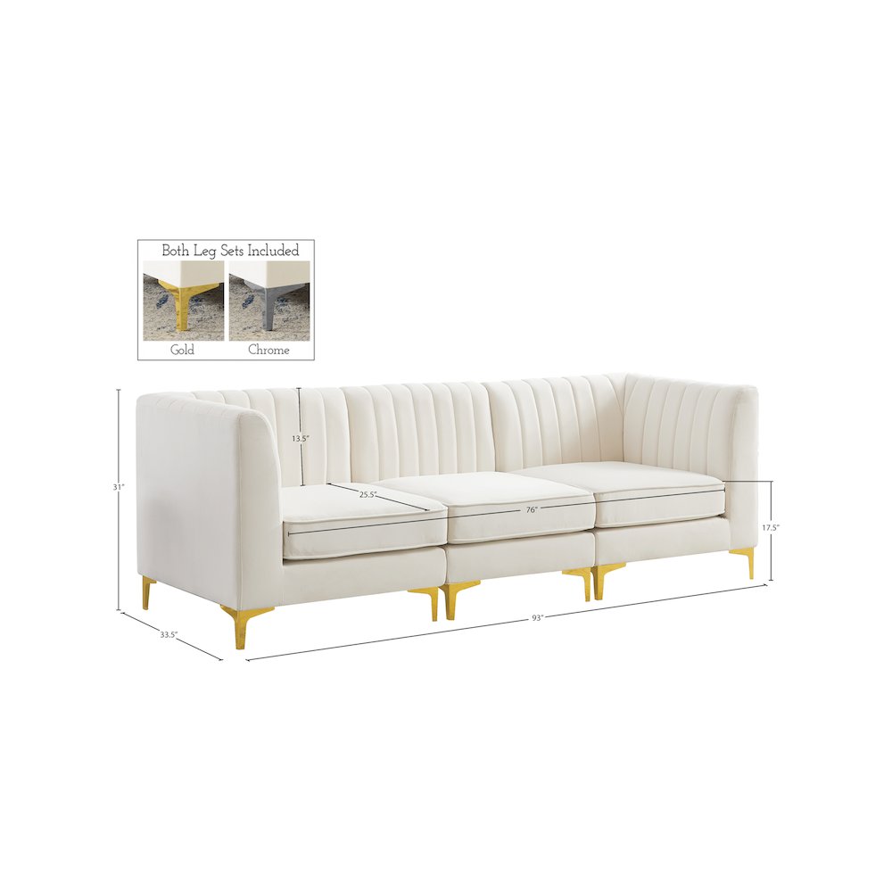 Alina Cream Velvet Modular Sofa. Picture 16