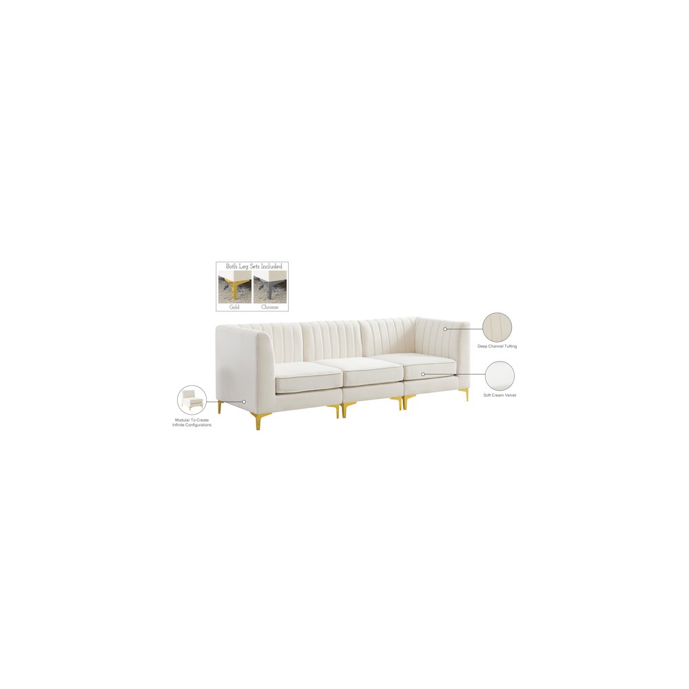 Alina Cream Velvet Modular Sofa. Picture 17