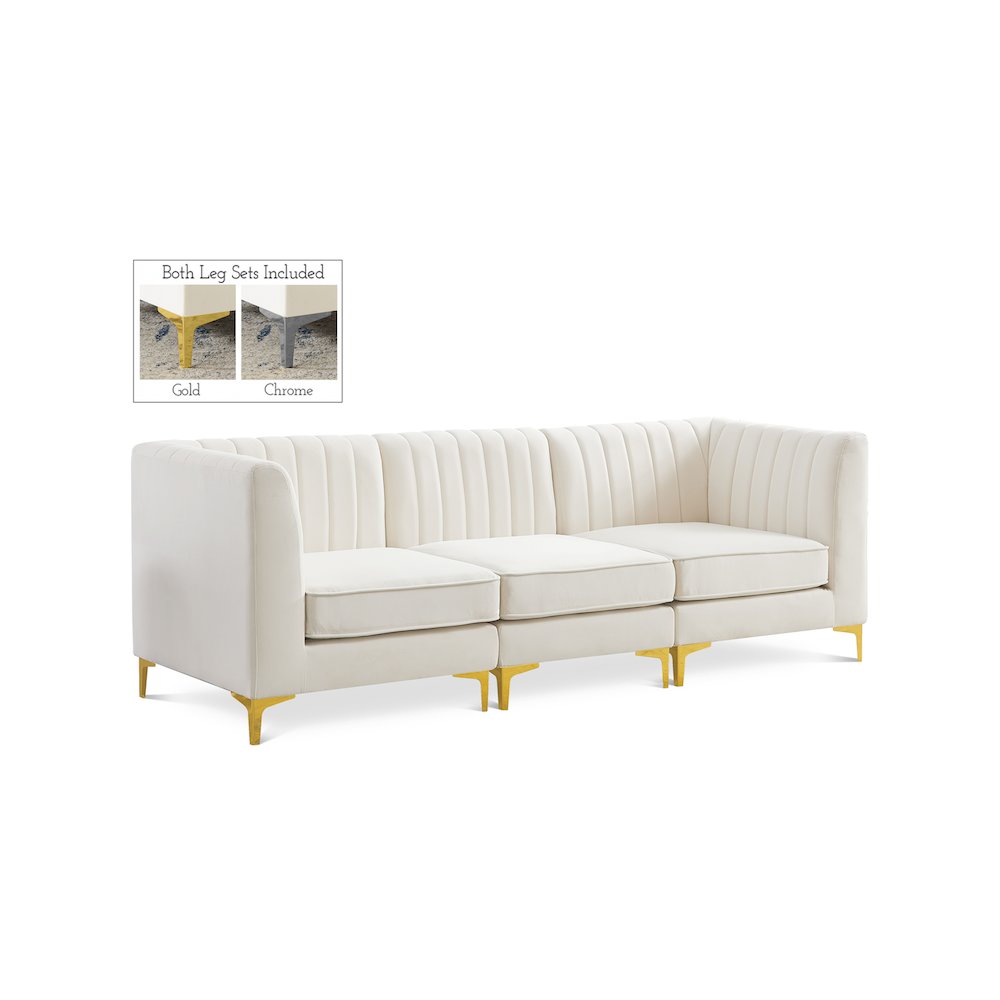 Alina Cream Velvet Modular Sofa. Picture 1