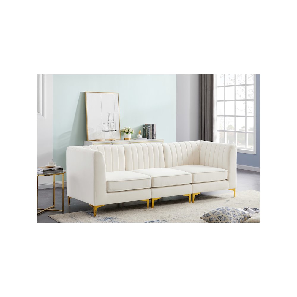Alina Cream Velvet Modular Sofa. Picture 2