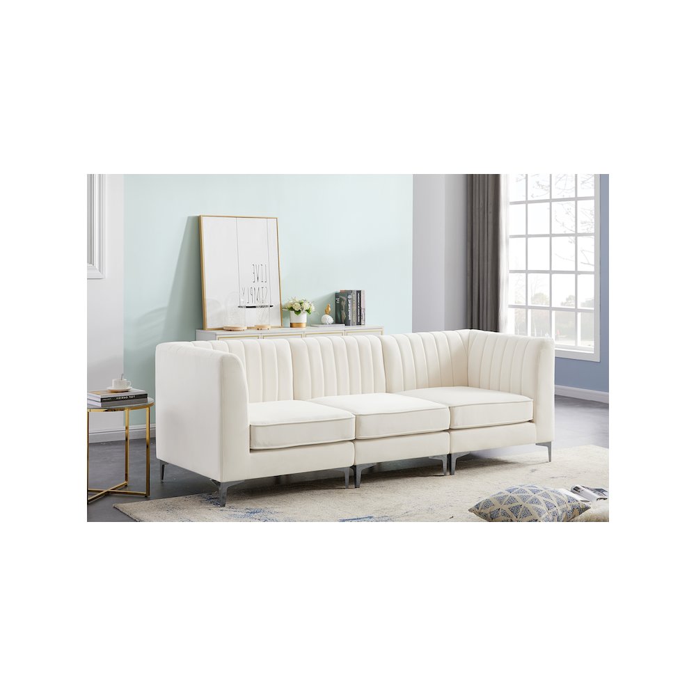 Alina Cream Velvet Modular Sofa. Picture 3