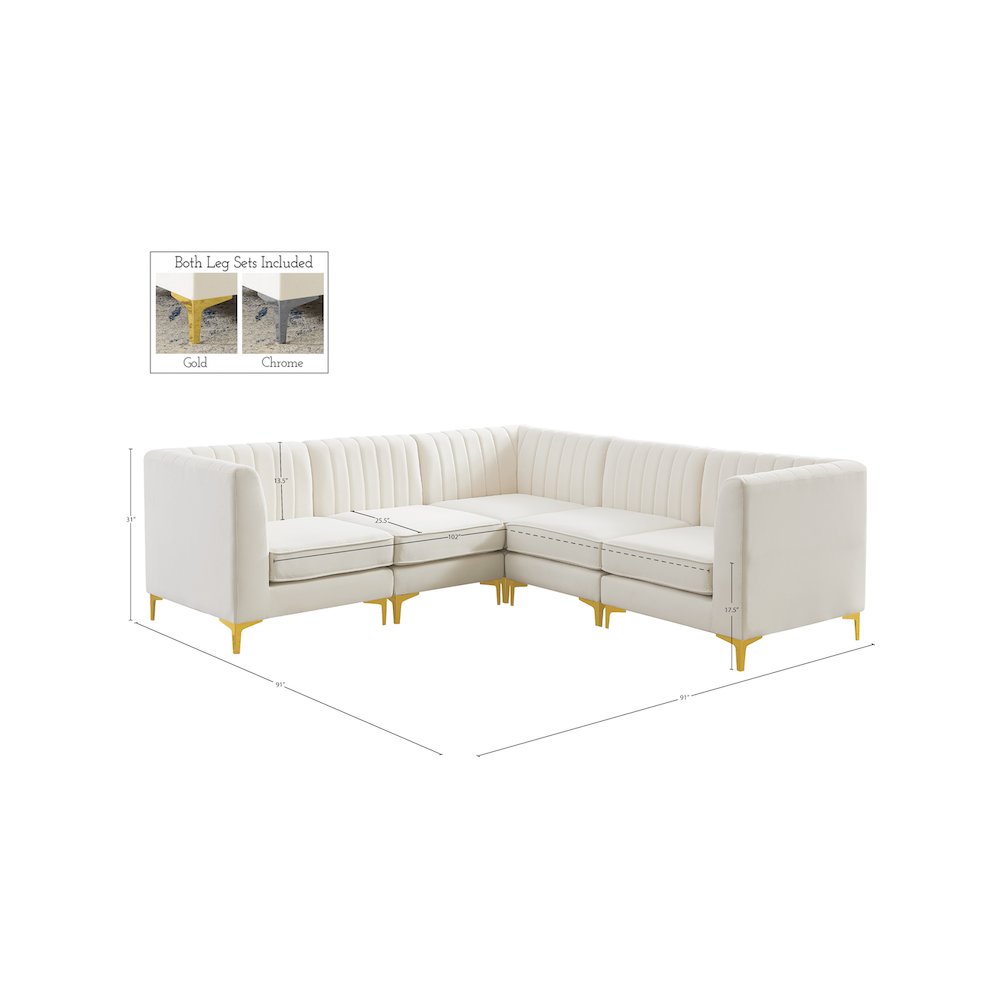 Alina Cream Velvet Modular Sectional. Picture 16