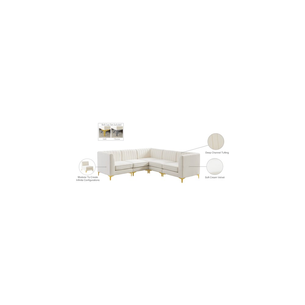 Alina Cream Velvet Modular Sectional. Picture 17