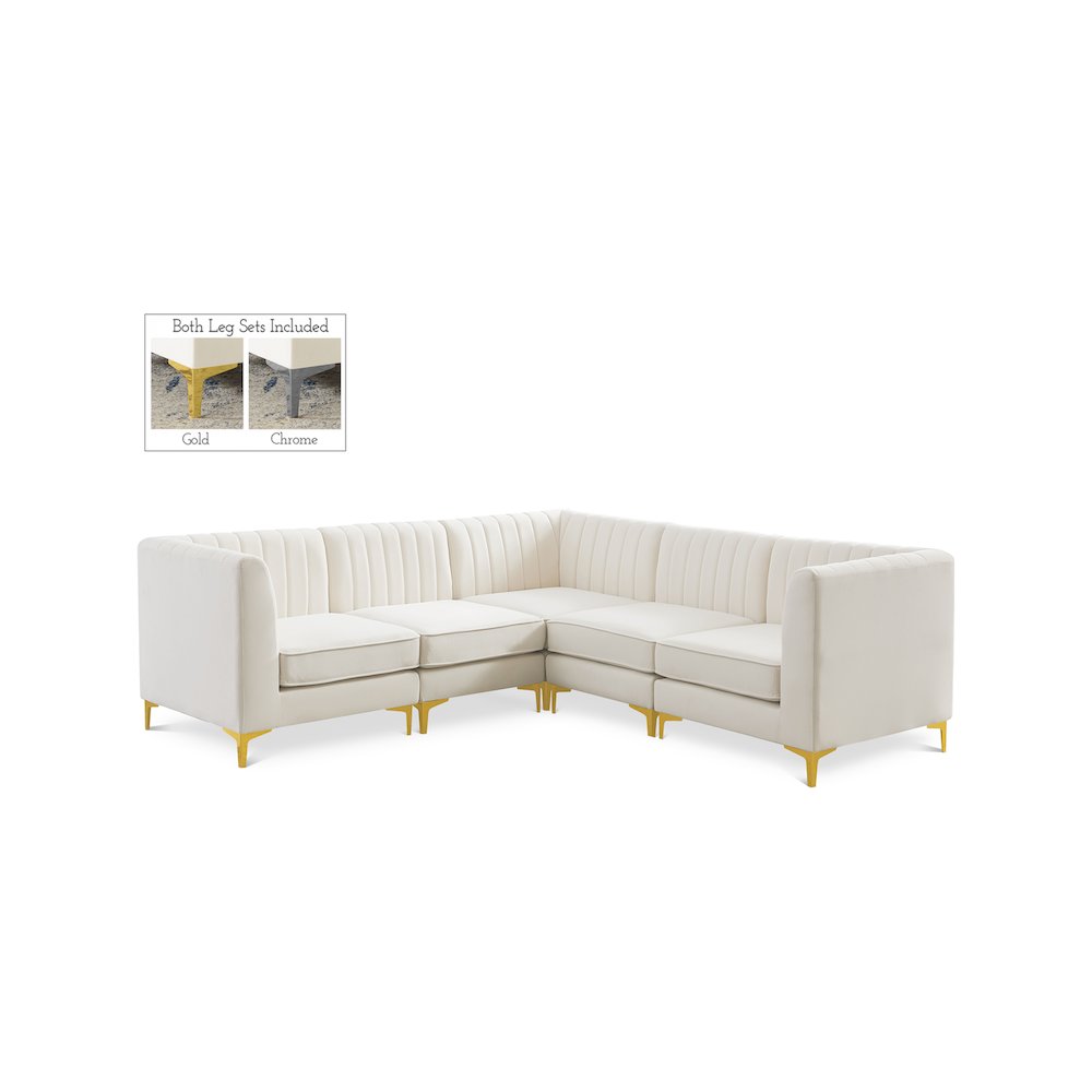 Alina Cream Velvet Modular Sectional. Picture 1