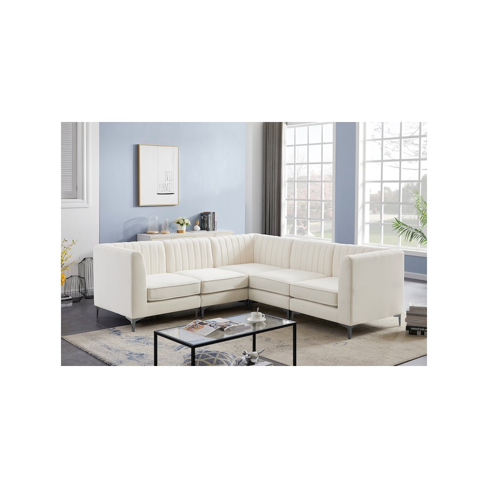 Alina Cream Velvet Modular Sectional. Picture 2