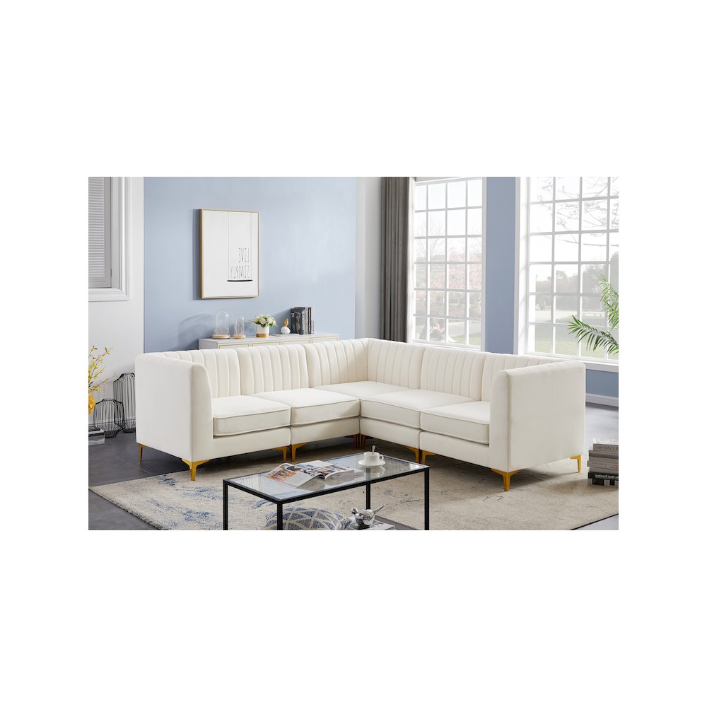 Alina Cream Velvet Modular Sectional. Picture 3