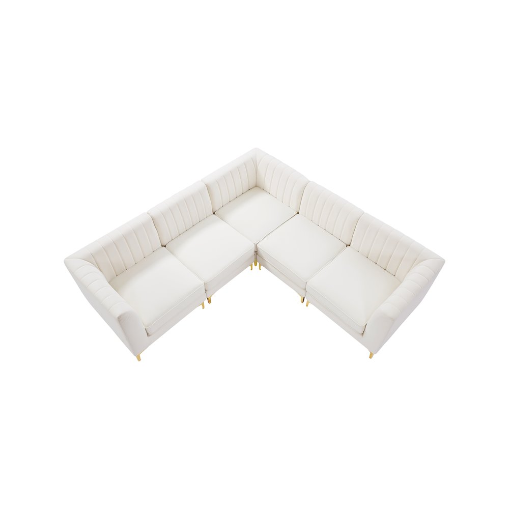 Alina Cream Velvet Modular Sectional. Picture 5