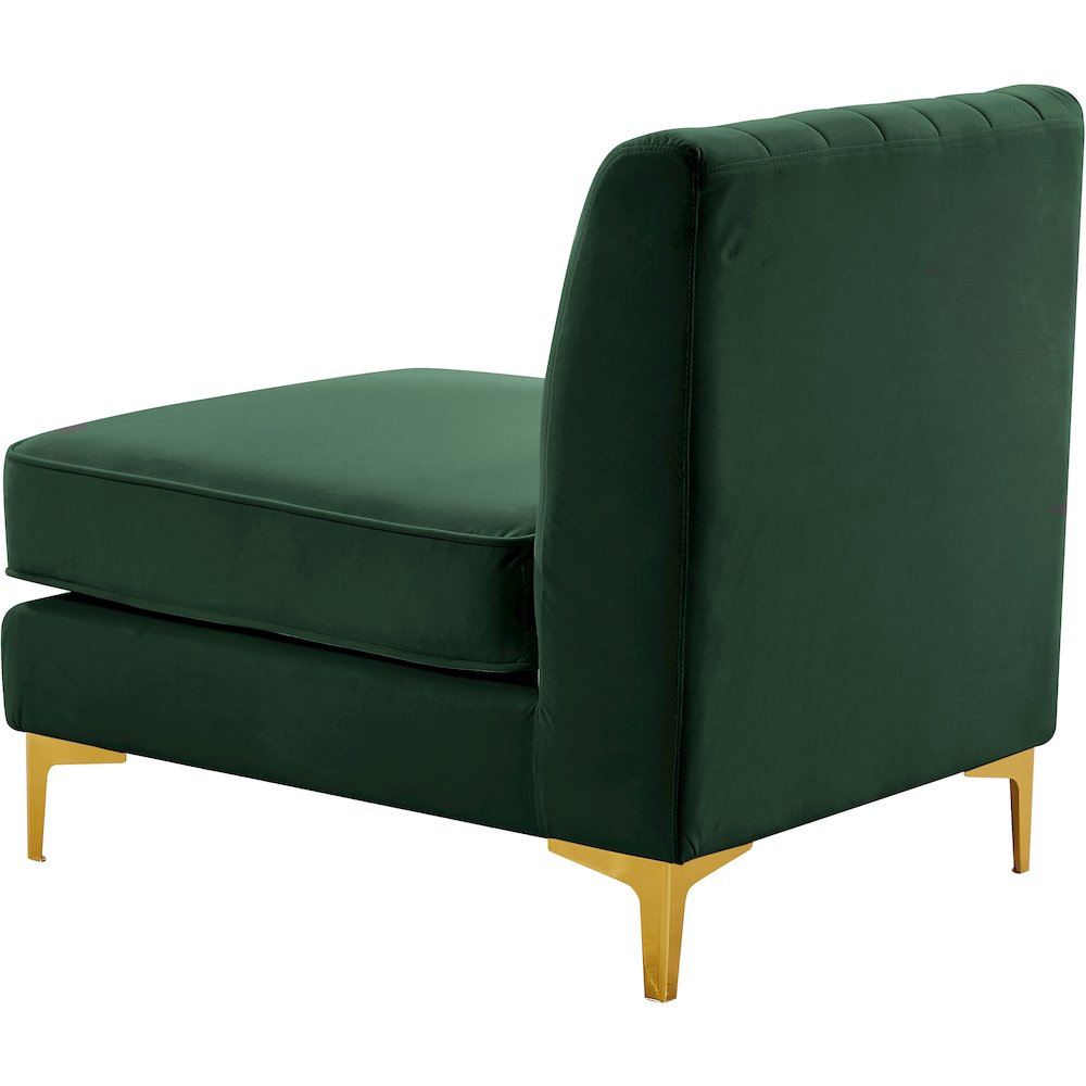 Alina Green Velvet Armless Chair. Picture 4