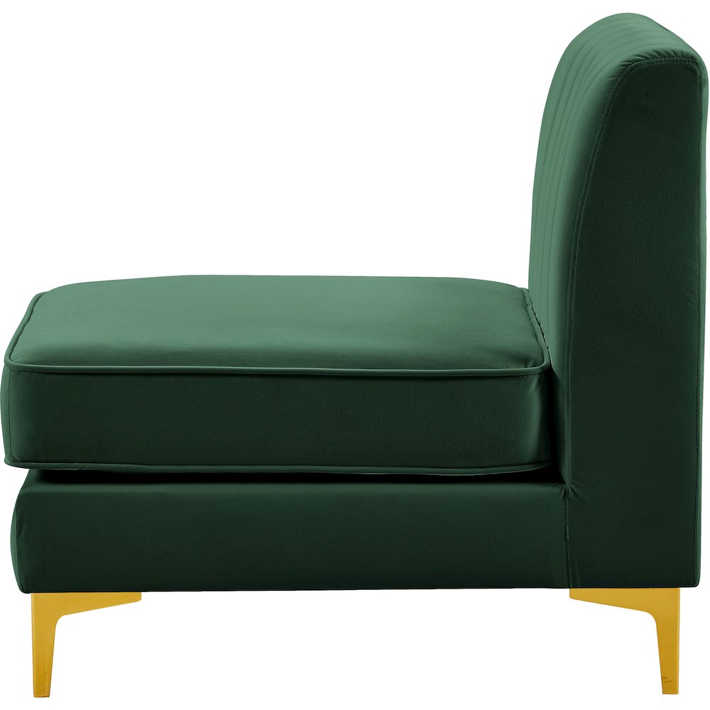 Alina Green Velvet Armless Chair. Picture 6