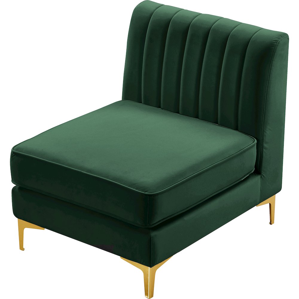 Alina Green Velvet Armless Chair. Picture 7