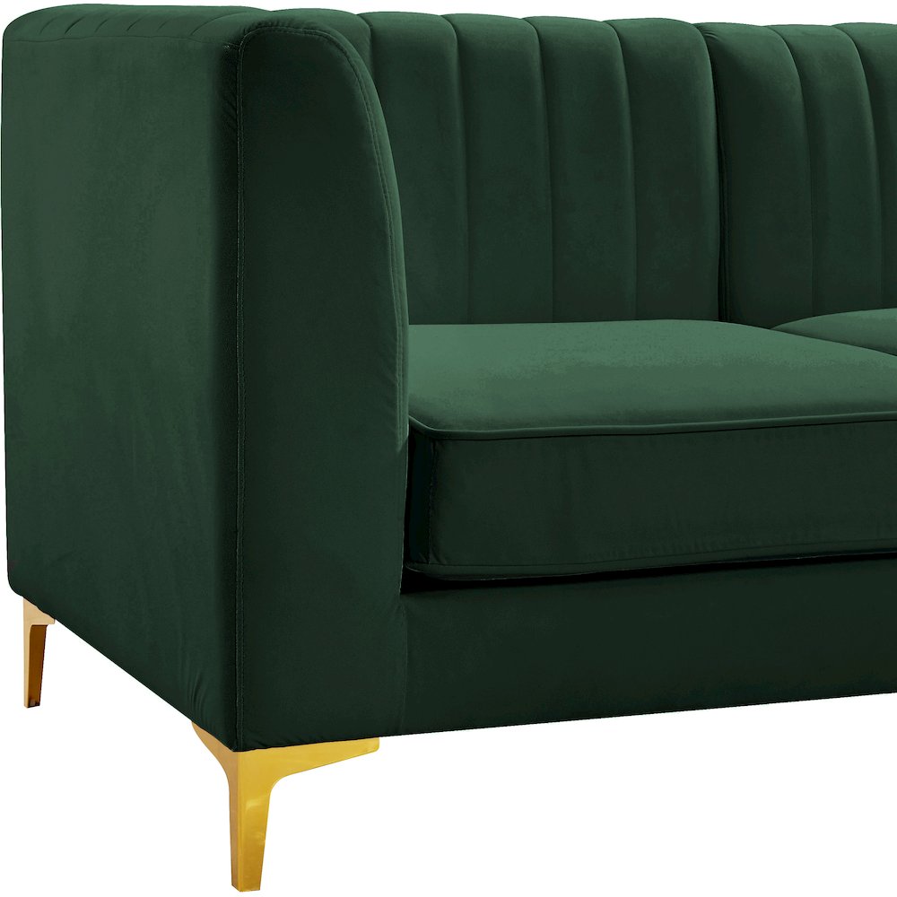 Alina Green Velvet Corner Chair. Picture 12