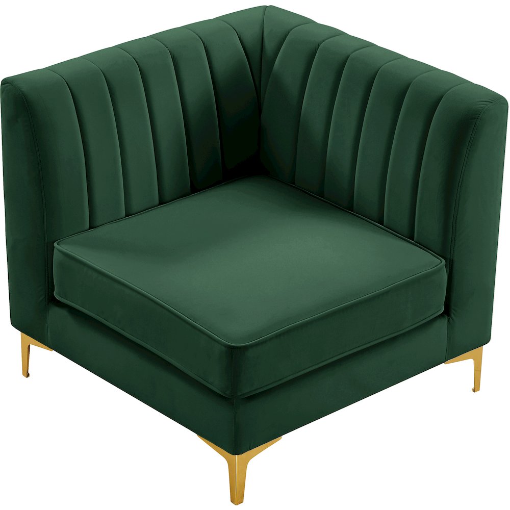Alina Green Velvet Corner Chair. Picture 5