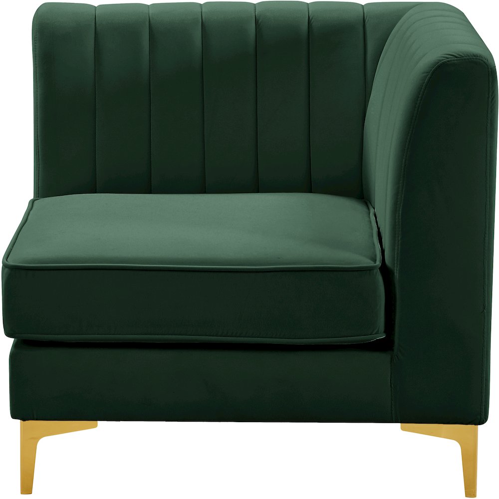 Alina Green Velvet Corner Chair. Picture 6