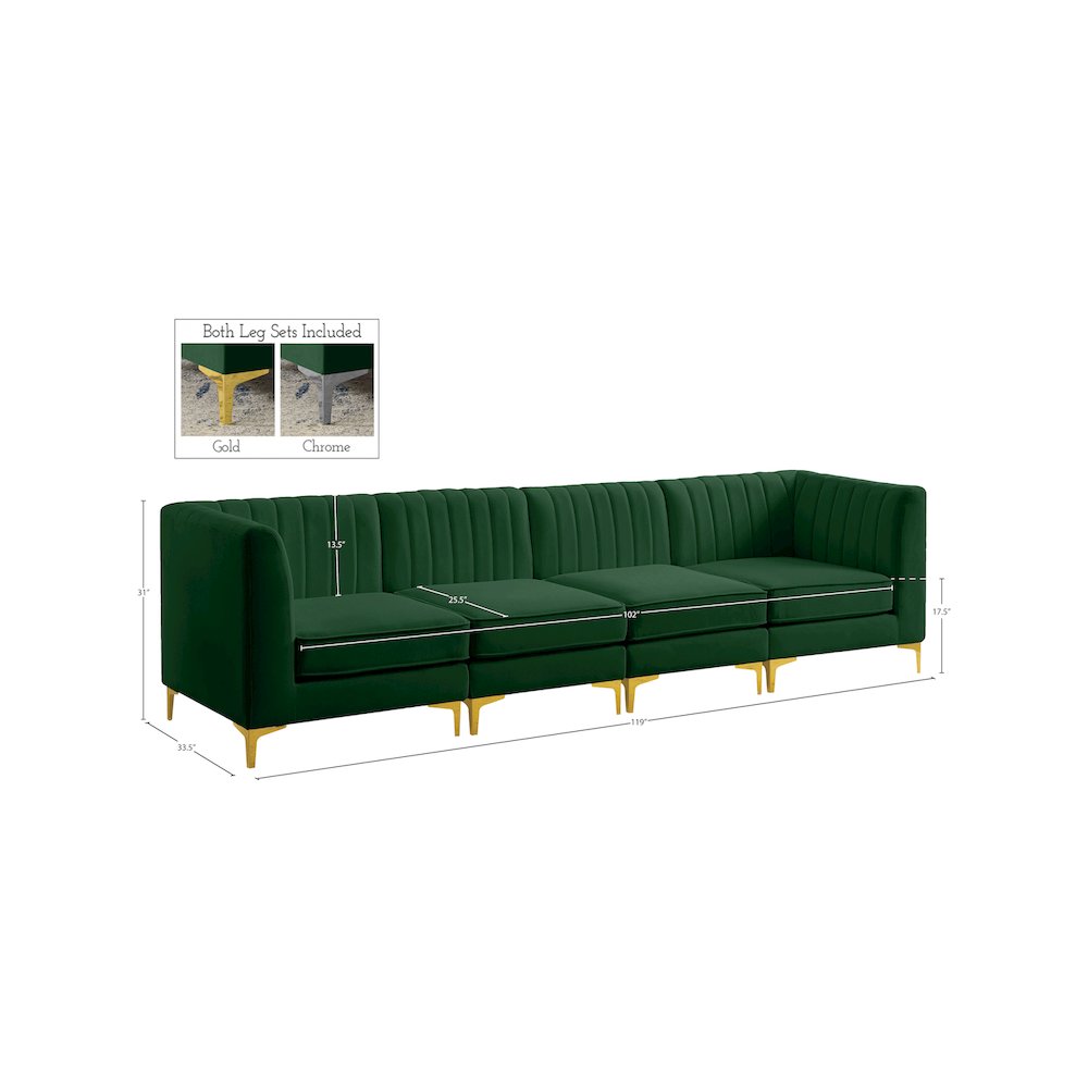 Alina Green Velvet Modular Sofa. Picture 16