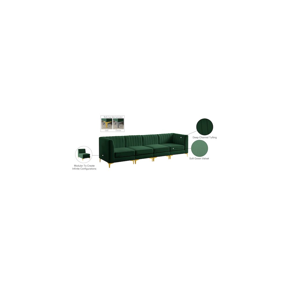 Alina Green Velvet Modular Sofa. Picture 17