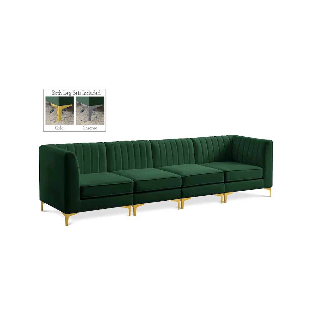 Alina Green Velvet Modular Sofa. Picture 1