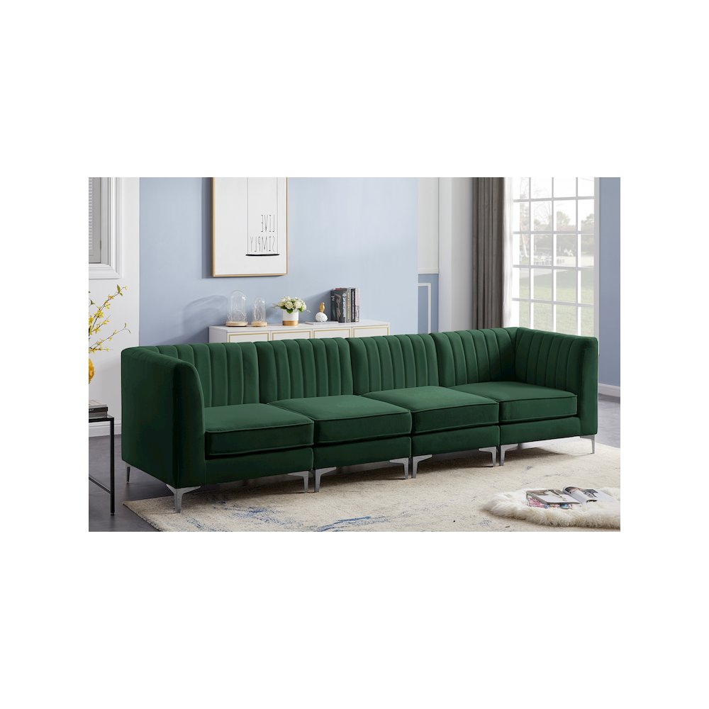 Alina Green Velvet Modular Sofa. Picture 3