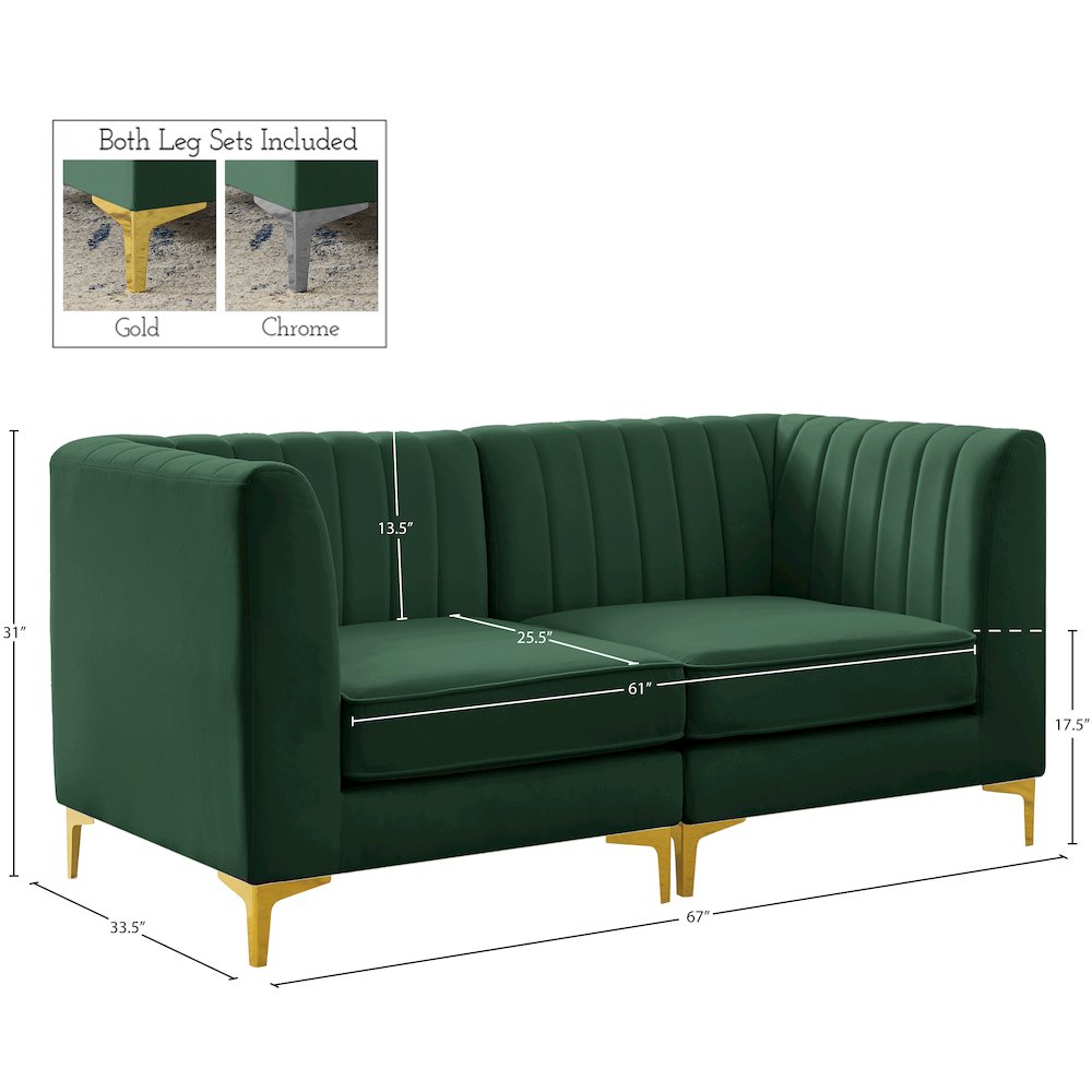 Alina Green Velvet Modular Sofa. Picture 16