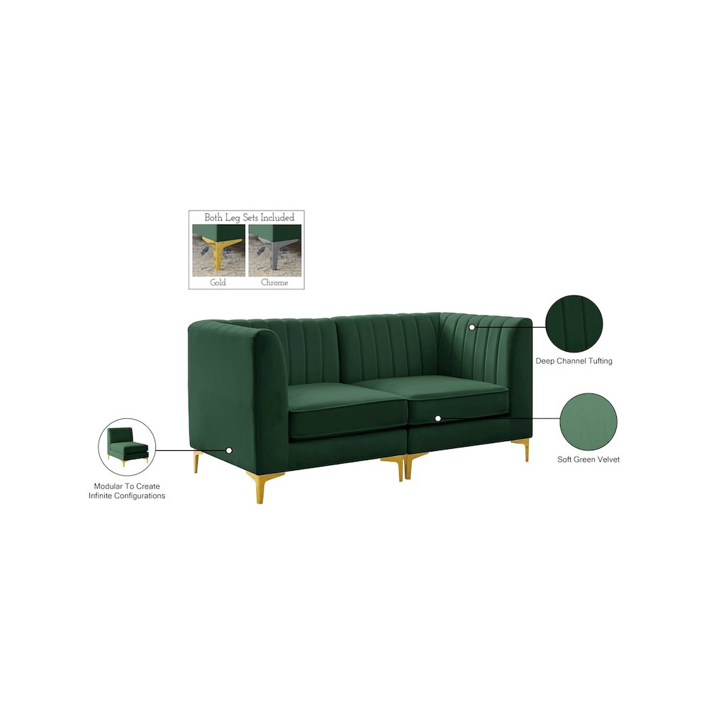 Alina Green Velvet Modular Sofa. Picture 17