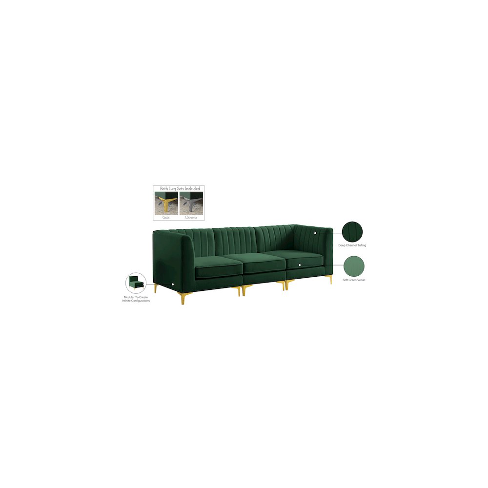 Alina Green Velvet Modular Sofa. Picture 17